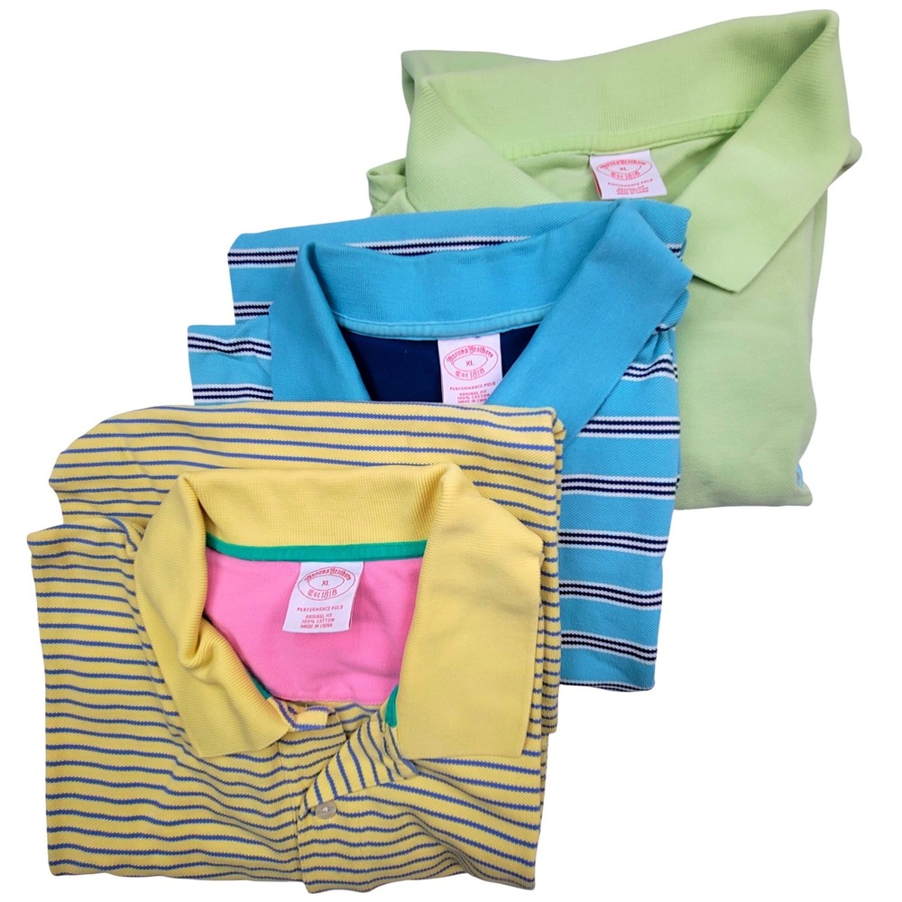 Brooks Brothers Mens XL Regular Fit Performance Polo Cotton Shirts Lot of 3